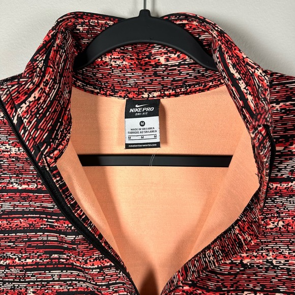 Nike Pro Combat Medium Orange Black 1/2 Zip Long Sleeve Pullover - Picture 3 of 5